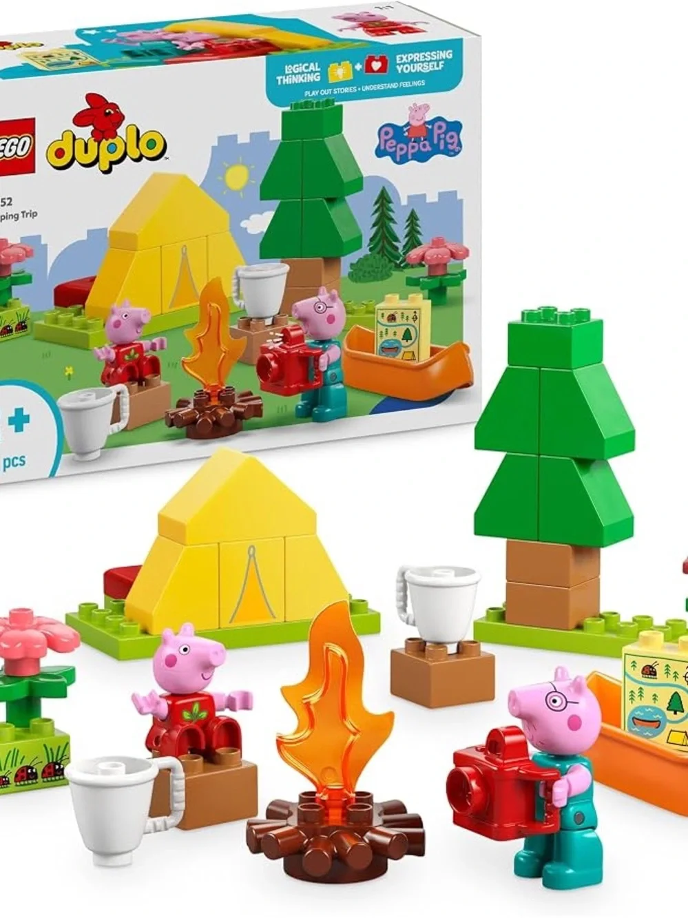 LEGO duplo, pepa pig , 32 pcs, Camping Trip Playset - Yellow & Green. NEW
